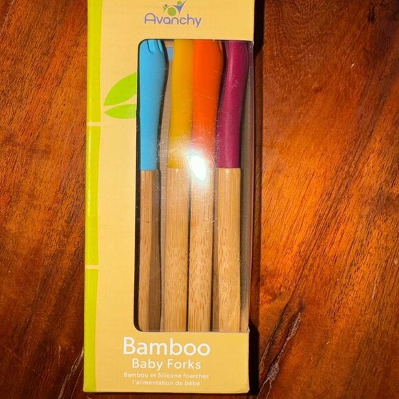 AVANCHY BAMBOO BABY FORKS SET - BPA FORKS - BAMBOO AND SILICONE TODDLER FORK - Picture 4 of 6